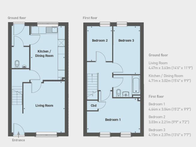 Floor plan, 3 bedroom house - artist's impression subject to change